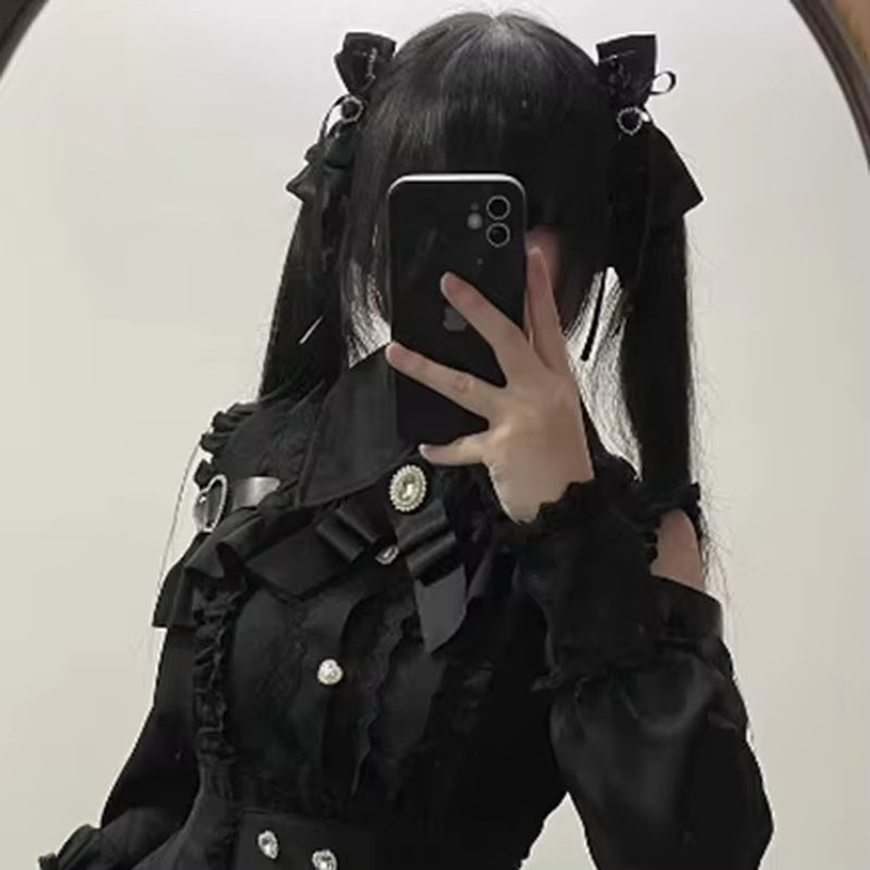 Jirai Kei Shirt JK Skirt Japanese Style Lolita Y2K Sweet School Uniform Blouse Top Dress Darkness Outfit Women Girls Theme Party