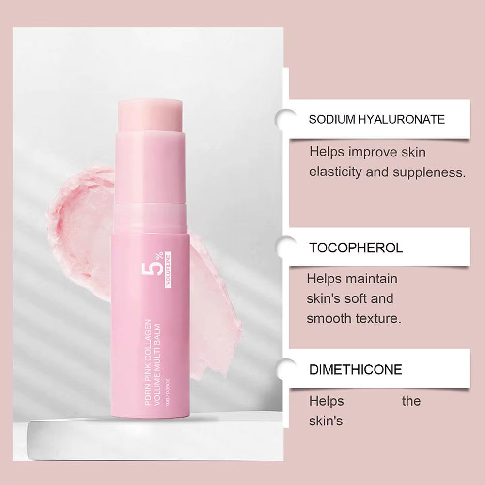 PDRN Pink Collagen Volume Multi Balm Stick 5% Volufiline Moisturizing Fade Fine Line Firming Plumping for Face Eye Neck Skincare