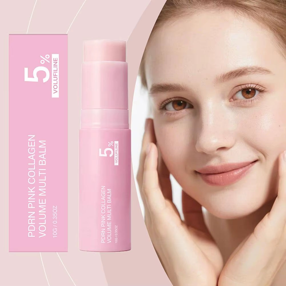 PDRN Pink Collagen Volume Multi Balm Stick 5% Volufiline Moisturizing Fade Fine Line Firming Plumping for Face Eye Neck Skincare