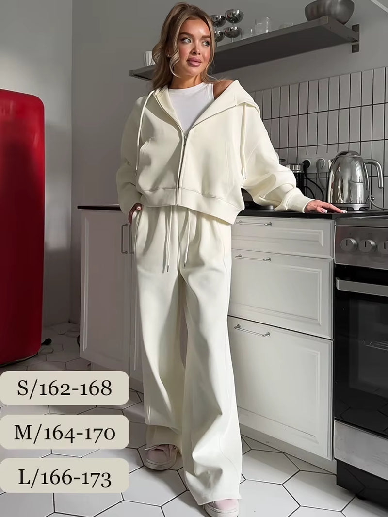 Autumn Women'S Tracksuit with Zipper and Trousers Gary Casual Two Piece Set Women Casual Yellow Pant Sports Suit with a Hood