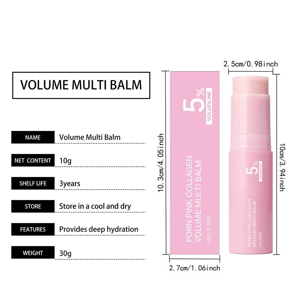 PDRN Pink Collagen Volume Multi Balm Stick 5% Volufiline Moisturizing Fade Fine Line Firming Plumping for Face Eye Neck Skincare