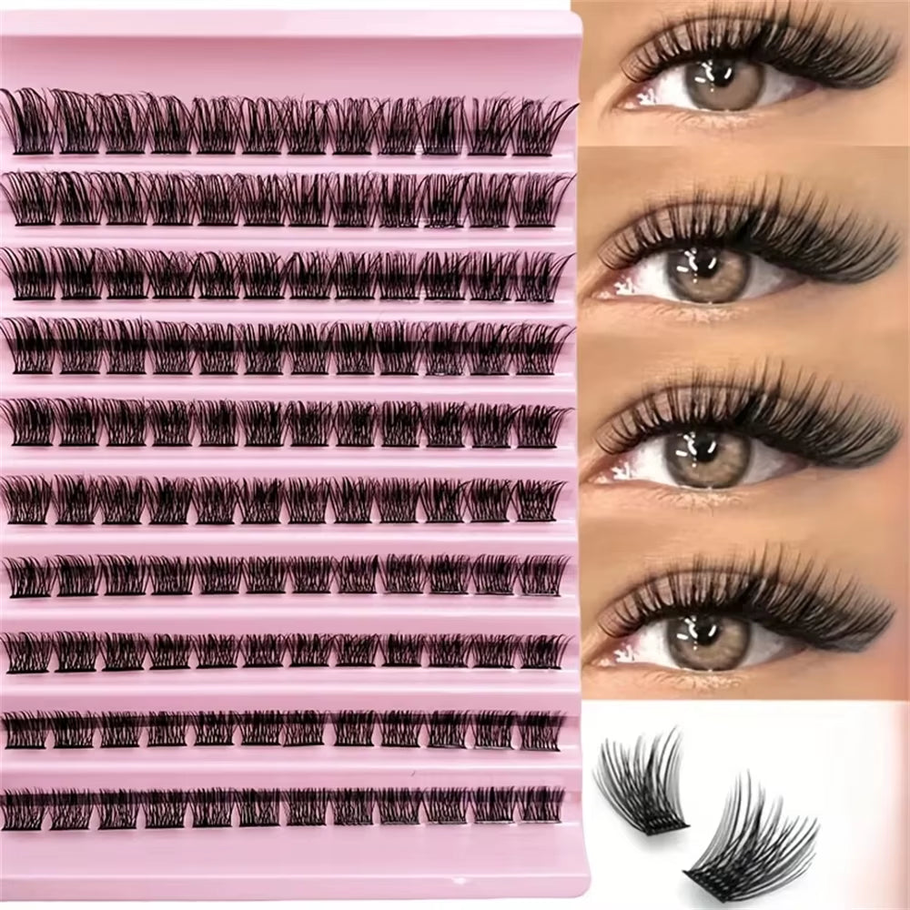 Cluster Lashes, 240Pcs 40D 9-16Mm Mixed Lengths, Ultra-Natural Look Thin Ultra-Soft Ultra-Light, Reusable for Beginners