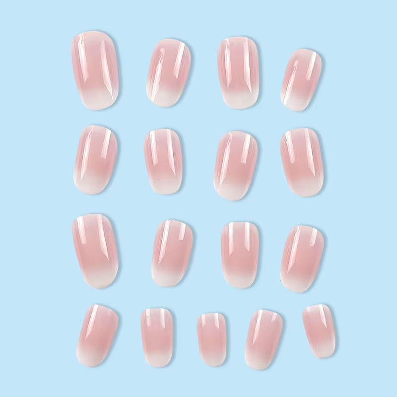 24Pcs Oval Short Pink Press on Nails Simple Ombre Spring False Nail for Sweet Sassy Cool Women&Girl Removable Wearable Nail Art
