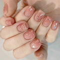 24Pcs Oval Short Pink Press on Nails Simple Ombre Spring False Nail for Sweet Sassy Cool Women&Girl Removable Wearable Nail Art