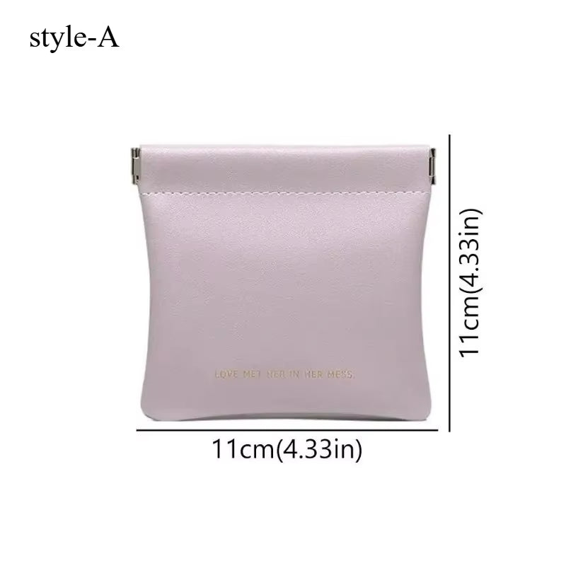 Bullet Storage Bag with Automatic Closure, Wired Headphone Storage Bag, PU Coin Purse, Mini Portable Lipstick and Makeup Bag