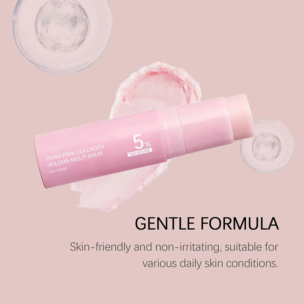 PDRN Pink Collagen Volume Multi Balm Stick 5% Volufiline Moisturizing Fade Fine Line Firming Plumping for Face Eye Neck Skincare
