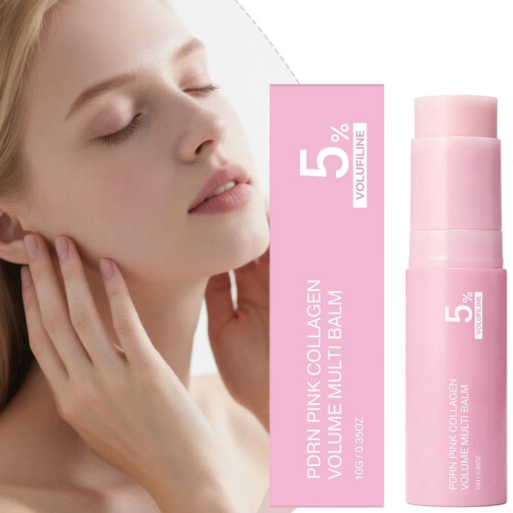 PDRN Pink Collagen Volume Multi Balm Stick 5% Volufiline Moisturizing Fade Fine Line Firming Plumping for Face Eye Neck Skincare