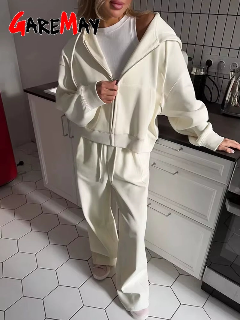 Autumn Women'S Tracksuit with Zipper and Trousers Gary Casual Two Piece Set Women Casual Yellow Pant Sports Suit with a Hood