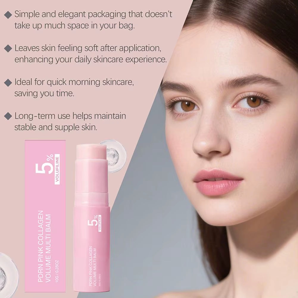 PDRN Pink Collagen Volume Multi Balm Stick 5% Volufiline Moisturizing Fade Fine Line Firming Plumping for Face Eye Neck Skincare